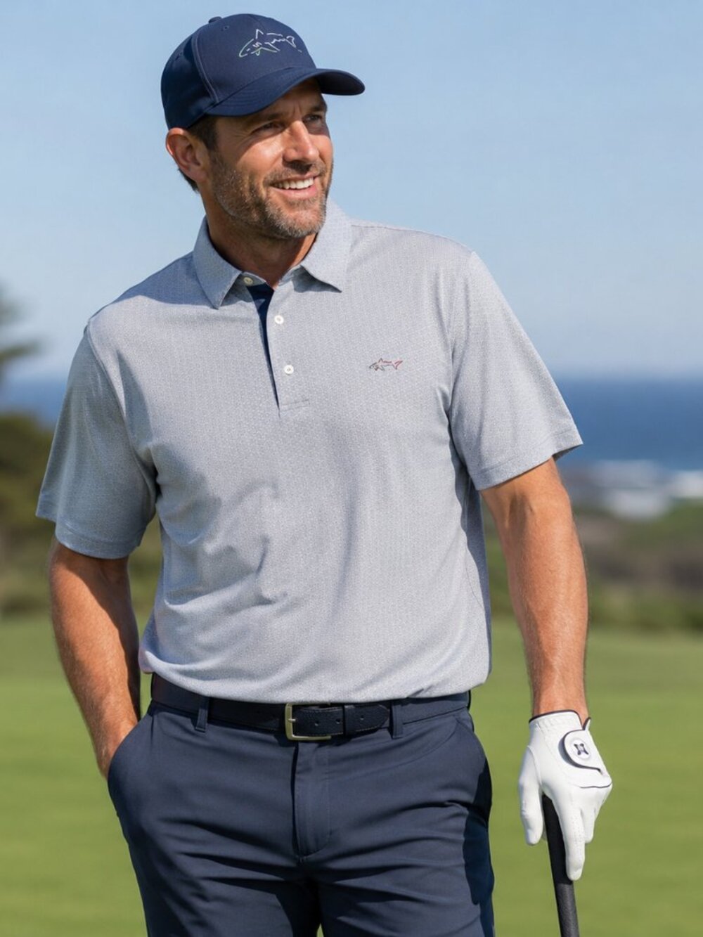 Greg Norman Men’s Large Heather Gray Golf Polo Shirt